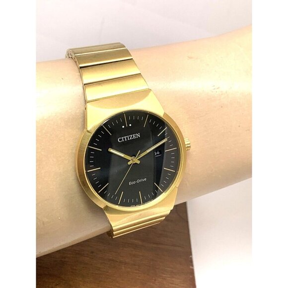 Citizen Men's Watch BM7582-56E Eco Drive Black Dial Gold Stainless Steel 40mm - Picture 12 of 15